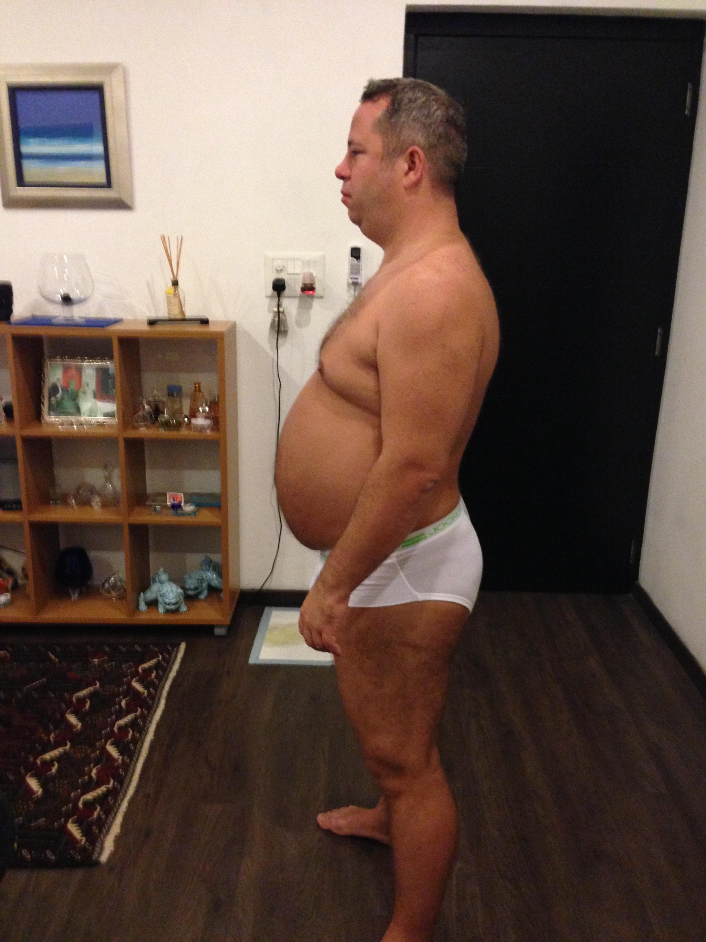 Mark photographed from the side in May 2014, at the very start of his journey.